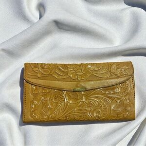 Vintage Patricia Nash floral-embossed leather wallet